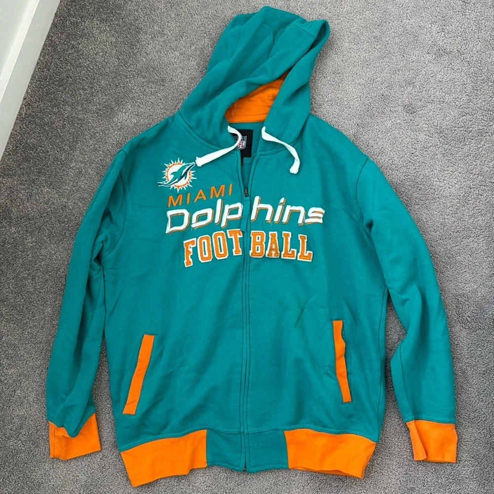 men’s miami dolphins NFL zip up sweater in size XL